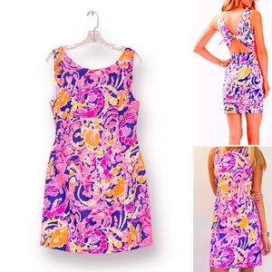Lilly Pulitzer Courtney Shift Mini Dress Open Back Built in Bra Lined